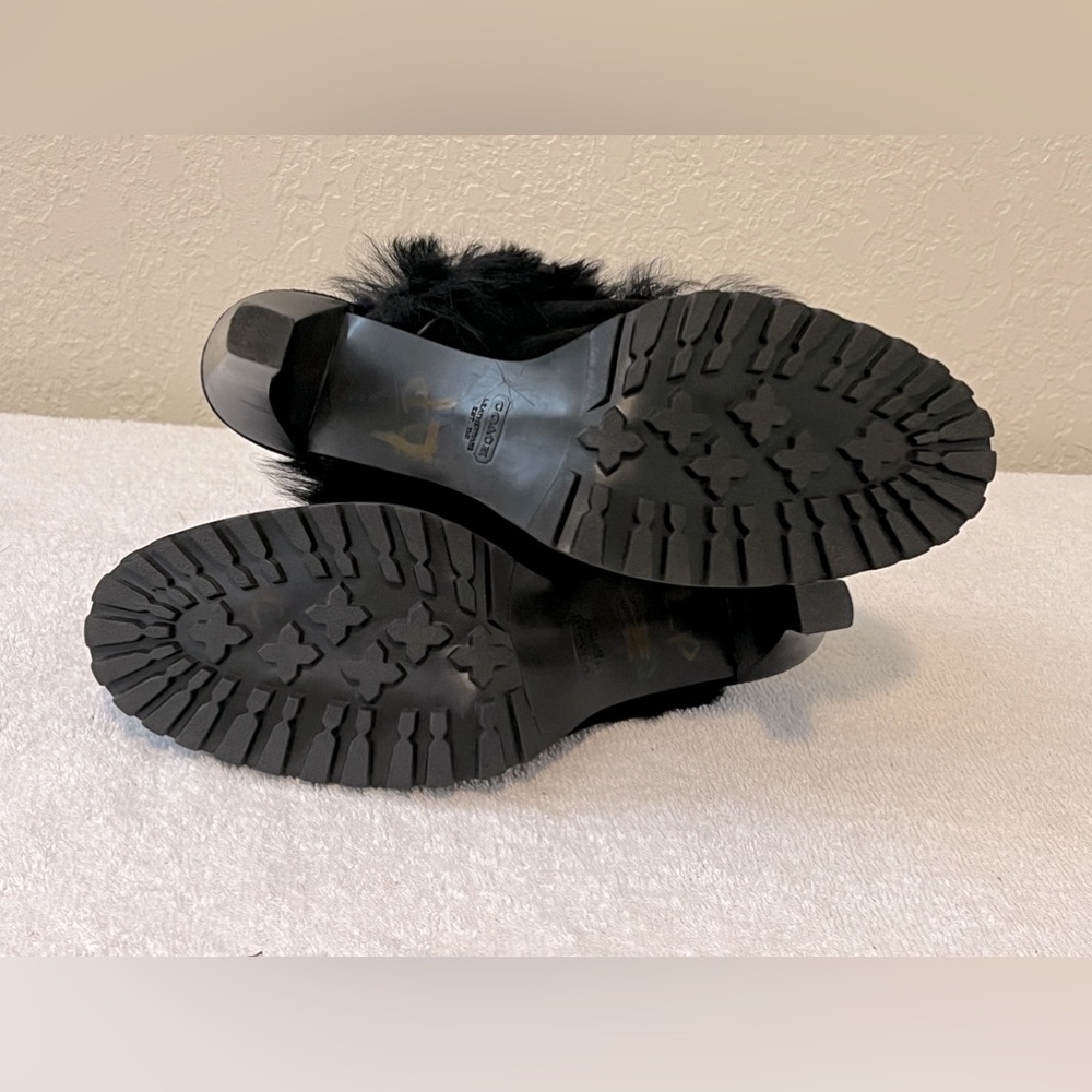 COACH Kristy Black  Suede And Fur Slide On Clogs/Mules Heels Sz 8 B - Picture 6 of 6